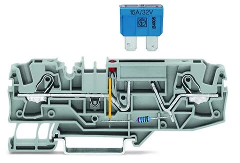 2006-1681/1000-435 - 2-conductor fuse terminal block for automotive blade-style fuses; with test option; 48 V; with blown fuse indication by LED; Power consumption LED 4.8 mA