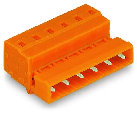 731-639/018-000 - 1-conductor male connector; CAGE CLAMP®; 2.5 mm²; Pin spacing 7.62 mm; 9-pole; DIN-35 rail/panel mounting; Snap-in mounting feet; 2,50 mm²; orange