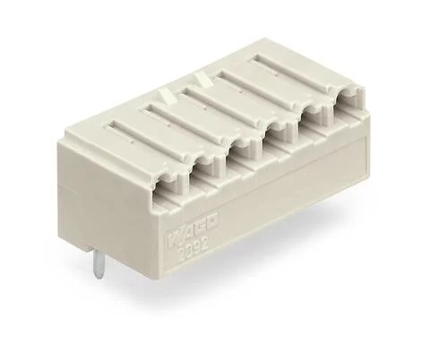 2092-1326 - THT female header; angled; Pin spacing 5 mm; 6-pole; 0.4 x 1.3 mm solder pin; light gray