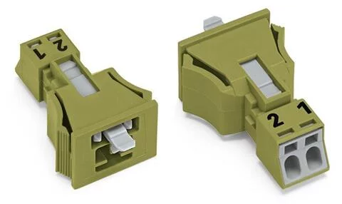 890-772 - WINSTA® through-panel plug (male); MINI; snap-in through-panel; 1/2 marking; 2-pole; light-green