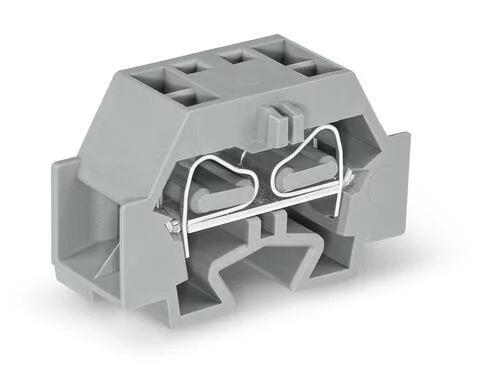 262-341 - 4-conductor terminal block; without push-buttons; with snap-in mounting foot; 1-pole; for plate thickness 0.6 - 1.2 mm; Fixing hole 3.5 mm Ø; 4 mm²; CAGE CLAMP®; 4,00 mm²; gray