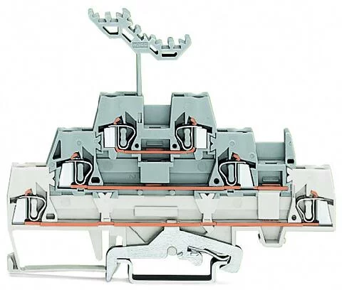 280-548 - Triple-deck terminal block; Shield/through/through terminal block; 2.5 mm²; with marker carrier; for DIN-rail 35 x 15 and 35 x 7.5; CAGE CLAMP®; 2,50 mm²; white/gray/gray