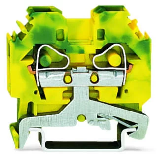 282-107 - 2-conductor ground terminal block; 6 mm²; lateral marker slots; for DIN-rail 35 x 15 and 35 x 7.5; CAGE CLAMP®; 6,00 mm²; green-yellow