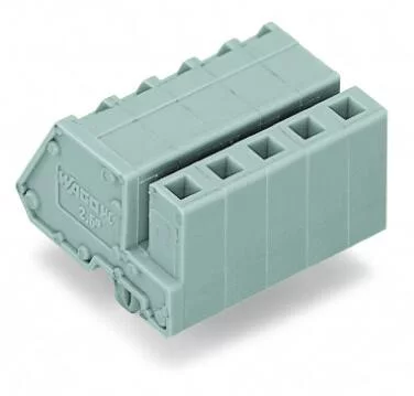 731-506/008-000 - 1-conductor female connector, angled; CAGE CLAMP®; 2.5 mm²; Pin spacing 5 mm; 6-pole; Snap-in mounting feet; 2,50 mm²; gray