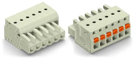 2721-108/026-000 - 1-conductor female connector; push-button; Push-in CAGE CLAMP®; 2.5 mm²; Pin spacing 5 mm; 8-pole; 100% protected against mismating; 2,50 mm²; light gray