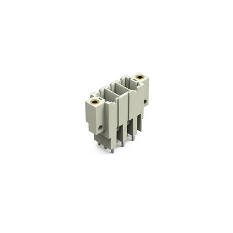 831-3603/108-000 - THT male header; 1.0 x 1.2 mm solder pin; straight; 100% protected against mismating; Threaded flange; Pin spacing 7.62 mm; 3-pole; light gray
