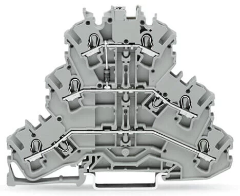 2002-3211/1000-411 - Triple-deck diode terminal block; 1N4007 (P-N between first and second level); rail mount; 2-conductor; 5.2 mm wide; gray