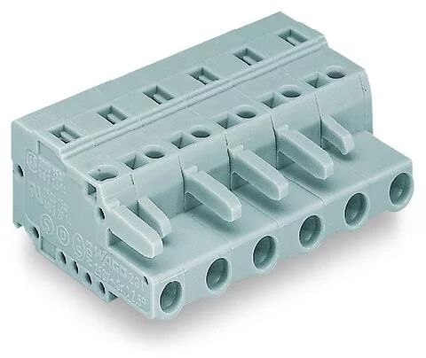 231-208/026-000 - Female plug; 8-pole; 12 AWG max; pin spacing 7.5 mm; 1 conductor per pole; gray 231-208/026-000 - Female plug; 8-pole; 12 AWG max; pin spacing 7.5 mm; 1 conductor per pole; gray