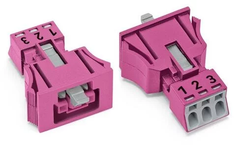 890-783 - WINSTA® through-panel socket (female); MINI; snap-in; 1/2/3 marking; 3-pole; pink