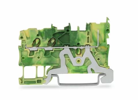 2020-1307 - X-COM S-Mini ground carrier/feedthrough terminal block; rail mount; 2-conductor, 1-pin; 3.5 mm wide; green-yellow