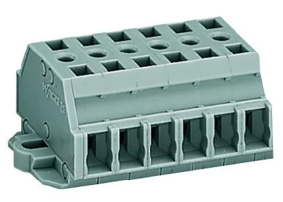 261-426 - 2-conductor terminal strip; without push-buttons; with fixing flanges; 6-pole; for screw or similar mounting types; Fixing hole 3.2 mm Ø; 2.5 mm²; CAGE CLAMP®; 2,50 mm²; gray