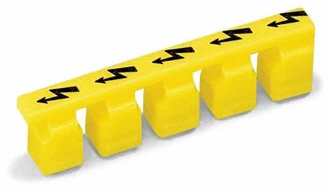 281-415 - Protective warning marker; for 5 terminal blocks; with high-voltage symbol, black; yellow