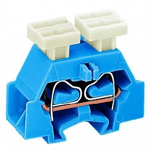261-334/342-000 - 4-conductor terminal block; on both sides with push-button; suitable for Ex i applications; with fixing flange; 1-pole; for screw or similar mounting types; Fixing hole 3.2 mm Ø; 2.5 mm²; CAGE CLAMP®; 2,50 mm²; blue