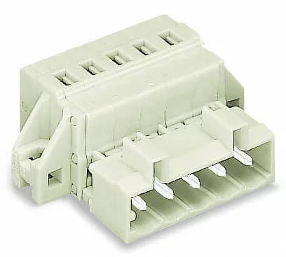 721-603/019-000 - 1-conductor male connector; CAGE CLAMP®; 2.5 mm²; Pin spacing 5 mm; 3-pole; 100% protected against mismating; clamping collar; 2,50 mm²; light gray