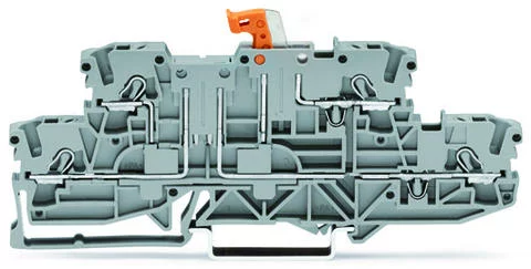 2002-2971 - Double-deck disconnect terminal block; knife disconnect; through/through (L/L); rail mount; 2-conductor; 5.2 mm wide; gray