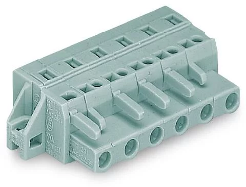 231-204/031-000 - Female plug; 4-pole; mounting flange; 12 AWG max; pin spacing 7.5 mm; 1 conductor per pole; gray