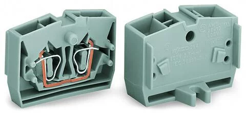 264-331 - 4-conductor end terminal block; without push-buttons; with fixing flange; 1-pole; for screw or similar mounting types; Fixing hole 3.2 mm Ø; 2.5 mm²; CAGE CLAMP®; 2,50 mm²; gray