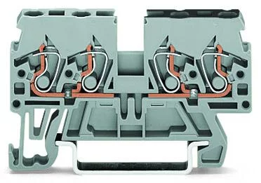 870-826 - Double potential terminal block; 2.5 mm²; side and center marking; for DIN-rail 35 x 15 and 35 x 7.5; CAGE CLAMP®; 2,50 mm²; gray