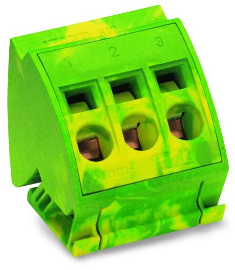 812-110 - Ground busbar terminal block; for (10 x 3) mm busbars; 3-pole; CAGE CLAMP®; 16,00 mm²; green-yellow