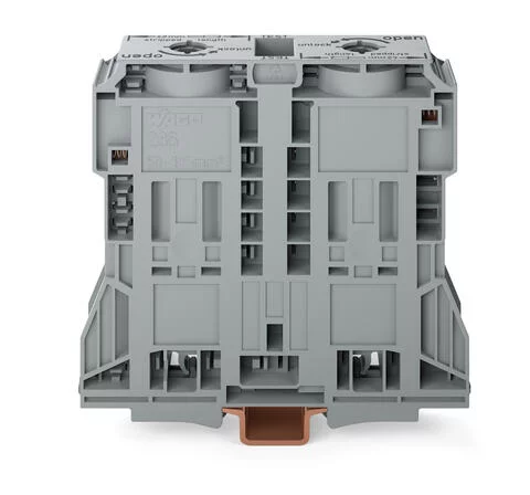 285-1185 - POWER CAGE CLAMP feedthrough terminal block; DIN 35 x 15 rail mount; 2-conductor; 350 kcMil; 32 mm wide; gray