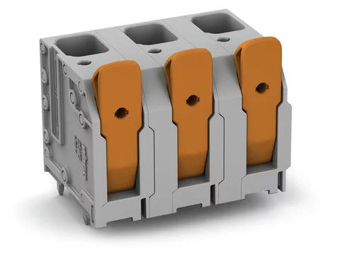 2616-3355 - PCB terminal block; Push-in CAGE CLAMP with operating lever; AWG 18 - 4; Pin spacing 15 mm; double pinning; 5-pole; top entry; gray