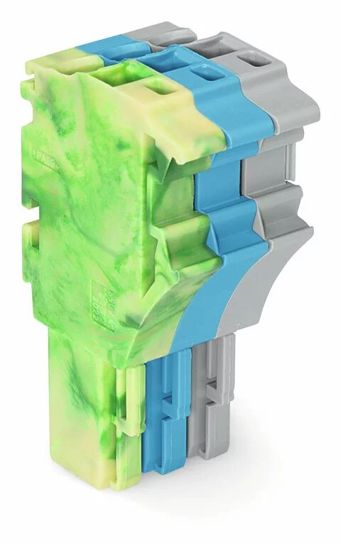 2022-103/000-039 - 1-conductor female connector; Push-in CAGE CLAMP®; 4 mm²; Pin spacing 5.2 mm; 3-pole; 4,00 mm²; green-yellow/blue/gray
