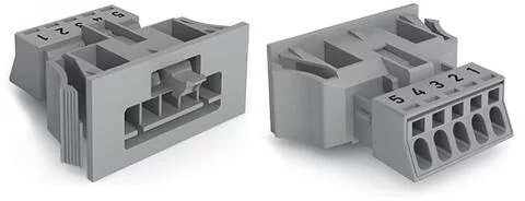 890-755 - WINSTA® through-panel plug (male); MINI; snap-in through-panel; 1/2/3/4/5 marking; 5-pole; gray