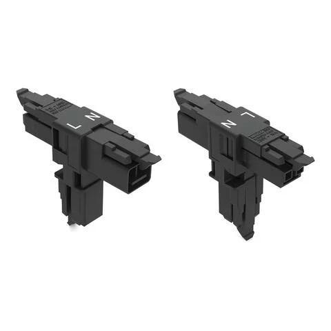 890-1615 - T-distribution connector; 2-pole; Cod. A; 1 input; 2 outputs; 3 locking levers; for flying leads; black 890-1615 - T-distribution connector; 2-pole; Cod. A; 1 input; 2 outputs; 3 locking levers; for flying leads; black
