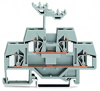 281-619 - Double-deck terminal block; Through/through terminal block; for DIN-rail 35 x 15 and 35 x 7.5; 4 mm²; 4,00 mm²; gray