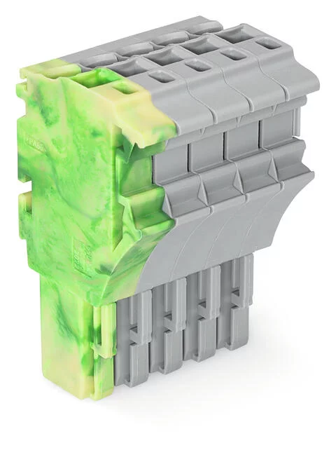 2022-105/000-037 - 1-conductor female connector; Push-in CAGE CLAMP®; 4 mm²; Pin spacing 5.2 mm; 5-pole; 4,00 mm²; gray