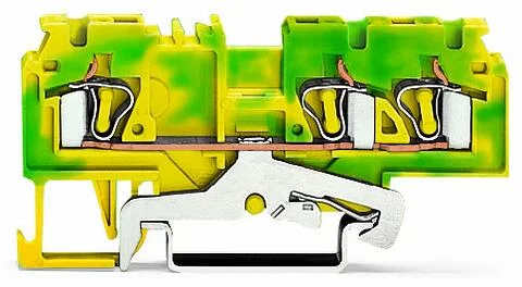 880-687/999-940 - 3-conductor ground terminal block; 4 mm²; side and center marking; for DIN-rail 35 x 15 and 35 x 7.5; CAGE CLAMP®; 4,00 mm²; green-yellow