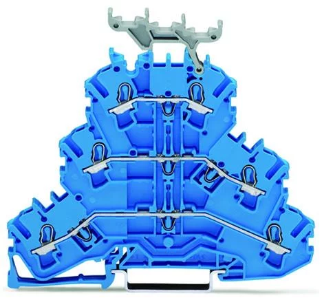 2002-3234 - TOPJOB®S triple-deck terminal block; through/through/through (N/N/N); with marker carrier; rail mount; 2-conductor; 5.2 mm wide; blue