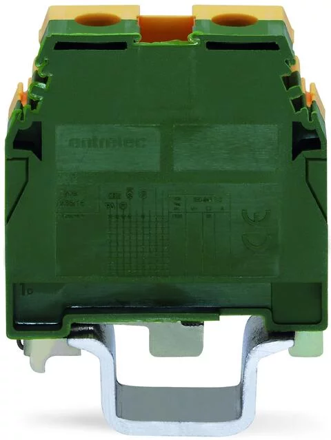 400-465/465-111 - 2-conductor ground terminal block; 35 mm²; with contact to DIN rail; only for DIN 35 x 15 rail; copper; SCREW CLAMP CONNECTION; 35,00 mm²; green-yellow