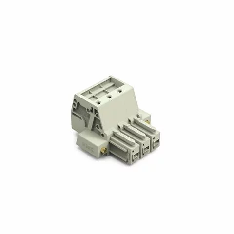 831-3103/107-000 - 1-conductor female connector; Push-in CAGE CLAMP®; 10 mm²; Pin spacing 7.62 mm; 3-pole; 100% protected against mismating; Screw flange; 10,00 mm²; light gray