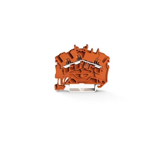 2202-6302 - TOPJOB® S feedthrough terminal block with Push-buttons; angled; rail mount; 3-conductor; 5.2 mm wide; orange