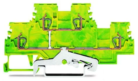279-507 - Double-deck terminal block; 4-conductor ground terminal block; 1.5 mm²; PE; without marker carrier; internal commoning; for DIN-rail 35 x 15 and 35 x 7.5; CAGE CLAMP®; 1,50 mm²; green-yellow