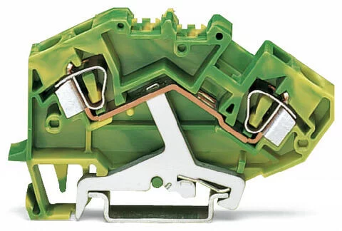 782-607 - Ground terminal block; angled; rail mount; 2-conductor; 8 mm wide; green-yellow