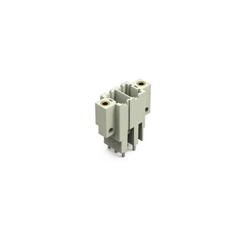 831-3602/108-000 - THT male header; 1.0 x 1.2 mm solder pin; straight; 100% protected against mismating; Threaded flange; Pin spacing 7.62 mm; 2-pole; light gray