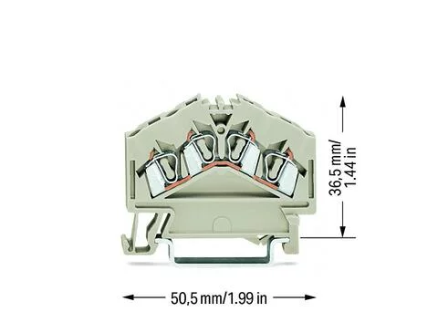 280-996 - 4-conductor through terminal block; 2.5 mm²; suitable for Ex e II applications; center marking; for DIN-rail 35 x 15 and 35 x 7.5; CAGE CLAMP®; 2,50 mm²; light gray