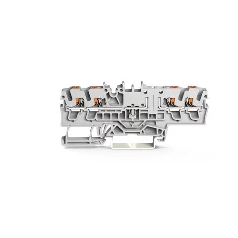 2202-1861 - TOPJOB®S carrier terminal block with Push-buttons; rail mount; 4-conductor; 5.2 mm wide; gray