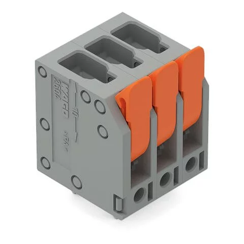 2604-3105 - PCB terminal block; Push-in CAGE CLAMP with operating lever; AWG 24 - 12; Pin spacing 5 mm; 5-pole; top entry; gray