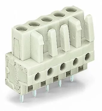 722-140 - THT female header; straight; Pin spacing 5 mm; 10-pole; 100% protected against mismating; 0.6 x 1.0 mm solder pin; light gray