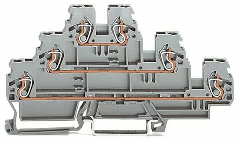 870-551 - Triple-deck terminal block; Through/through/through terminal block; L/L/L; for DIN-rail 35 x 15 and 35 x 7.5; 2.5 mm²; CAGE CLAMP®; 2,50 mm²; gray