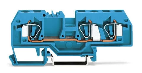 282-684 - 3-conductor through terminal block; 6 mm²; suitable for Ex i applications; center marking; for DIN-rail 35 x 15 and 35 x 7.5; CAGE CLAMP®; 6,00 mm²; blue