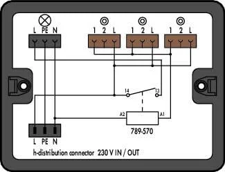 899-632/101-000 - Distribution box; Surge switch circuit; 1 input; 4 outputs; Cod. A, S; MIDI; black