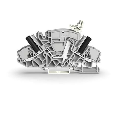 2007-8811/046-000 - TOPJOB®S feedthrough terminal block; 2x black touch-proof test socket; rail mount; 2-conductor; 8 mm wide; gray