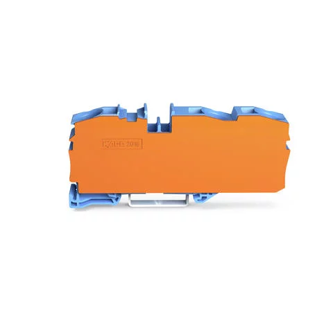 2016-1304/2016-1392 - TOPJOB®S feedthrough terminal block; with orange separation plate; rail mount; 3-conductor; 12 mm wide; blue