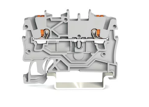 2200-1201 - TOPJOB®S feedthrough terminal block with Push-buttons; rail mount; 2-conductor; 3.5 mm wide; gray