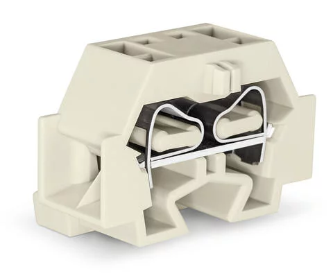 262-230 - 4-conductor terminal block; without push-buttons; suitable for Ex e II applications; with fixing flange; 1-pole; for screw or similar mounting types; Fixing hole 3.2 mm Ø; 4 mm²; CAGE CLAMP®; 4,00 mm²; light gray
