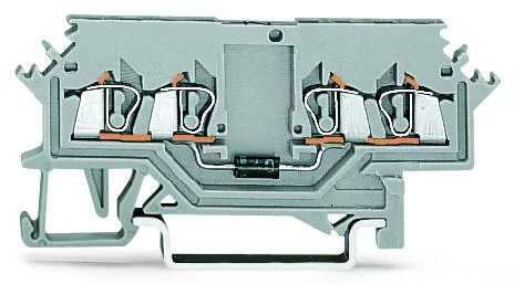 279-623/281-411 - Component terminal block; 4-conductor; with diode 1N4007; anode, right side; for DIN-rail 35 x 15 and 35 x 7.5; 1.5 mm²; CAGE CLAMP®; 1,50 mm²; gray